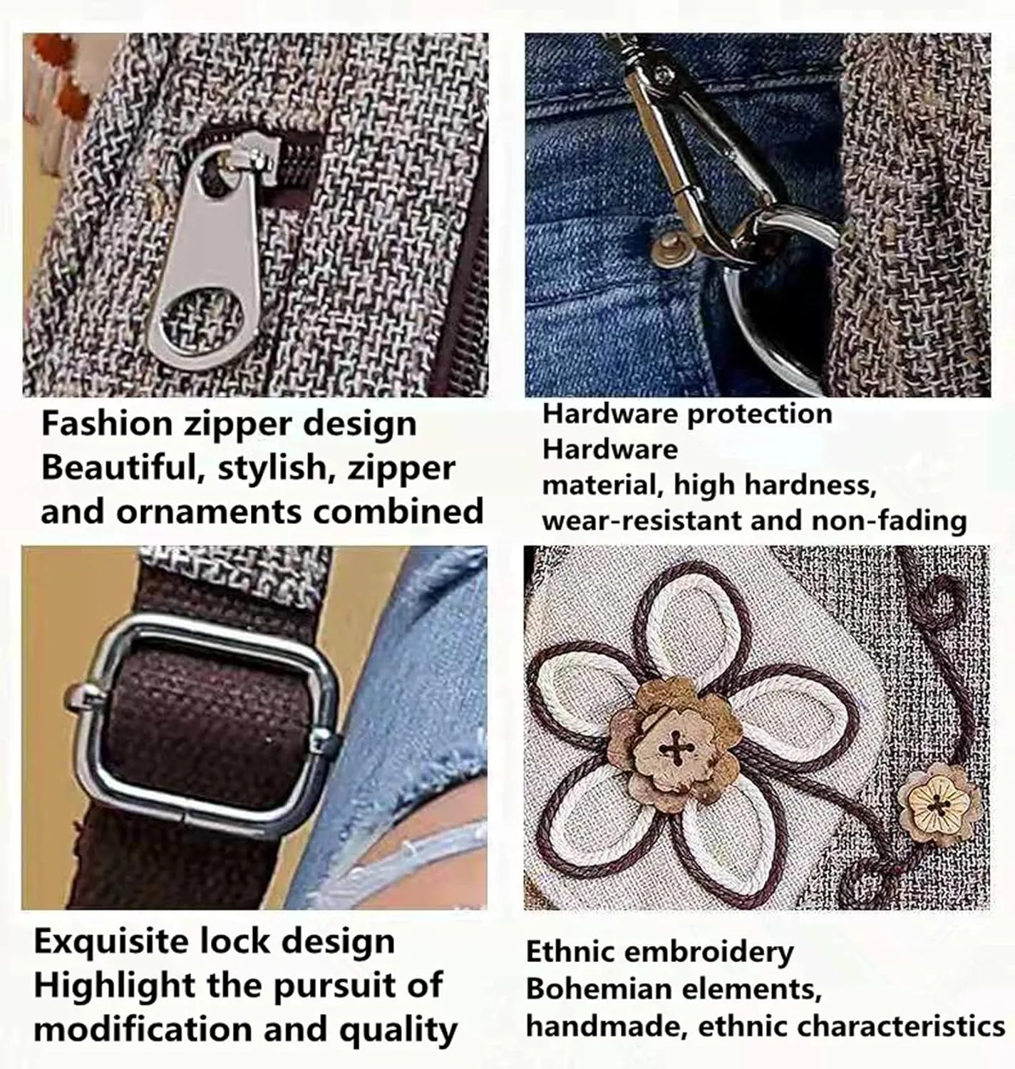 HUANGGUOSHU Ladies Casual Backpack Bohemian Style Hand-woven Morning Glory Disc Buckle Multi-pocket Ladies School Bag and Shoulder Bag Messenger Bag Purse Handbag B097SHHCSW