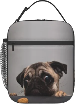 Hungry Pug Dog Lunch Box Insulated Thermal Reusable Lunch Bag Cooler Totes For Men Work Office Picnic Hiking