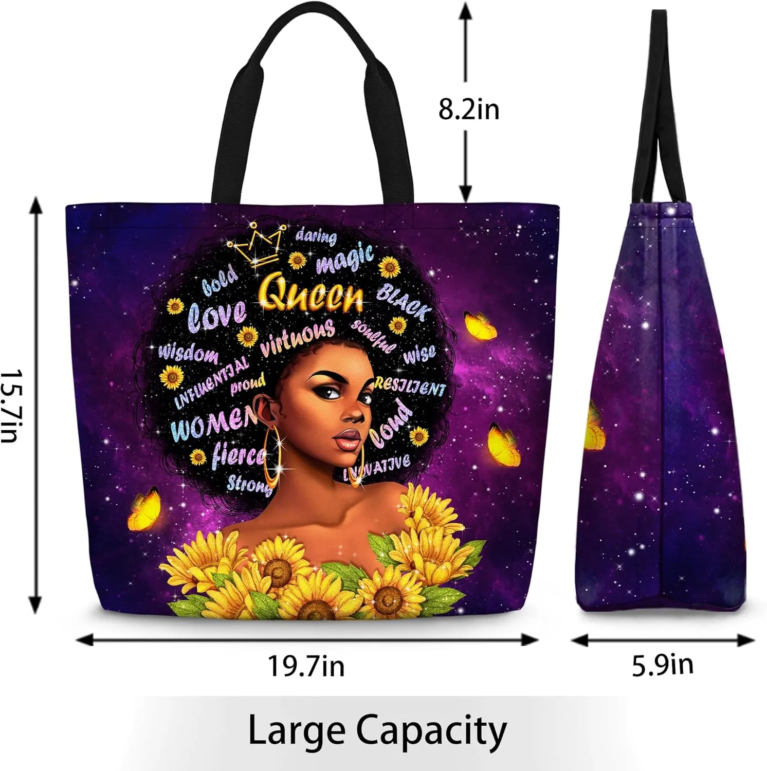 IAGM Women Tote Bags African American Woman Shoulder Bag Afro Black Girl Magic Satchel Handbags For Shopping,Work,Grocery,Gym