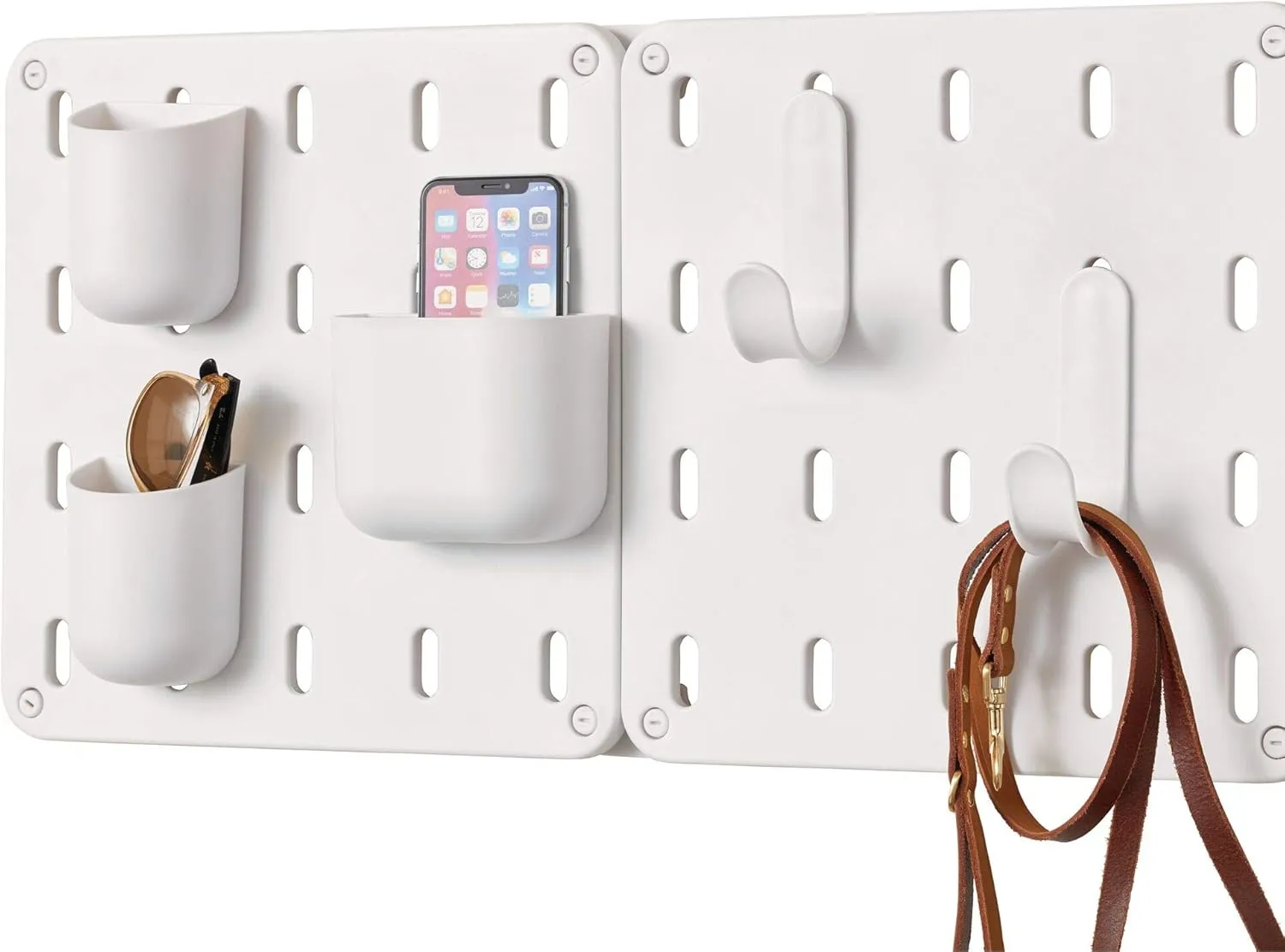 iDesign Cade BPA-Free Plastic Modular Hanging Pegboard Organizer Single Storage Hooks, 4.88" x 2.67" x 1.25", Matte White