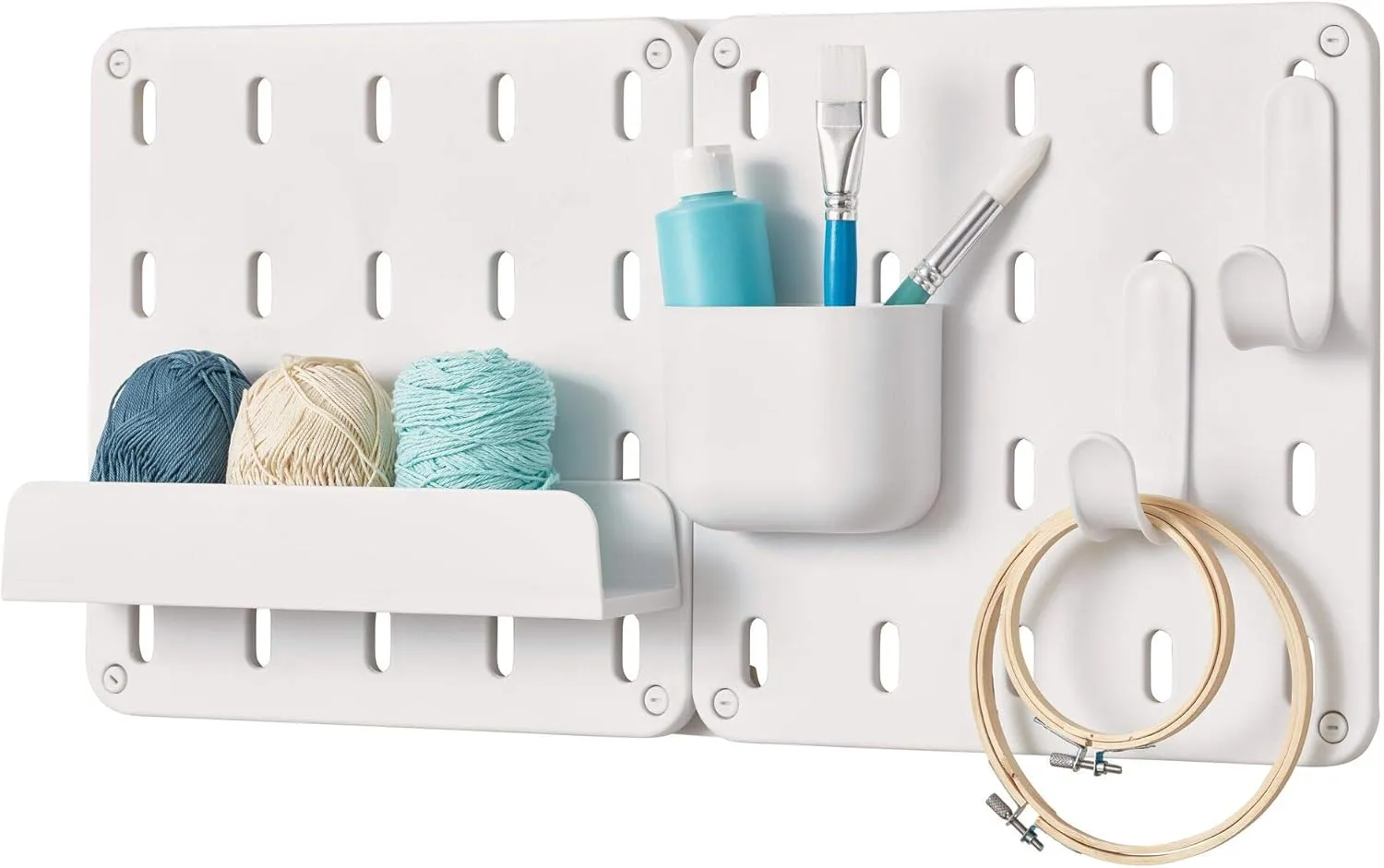 iDesign Cade BPA-Free Plastic Modular Hanging Pegboard Organizer Single Storage Hooks, 4.88" x 2.67" x 1.25", Matte White
