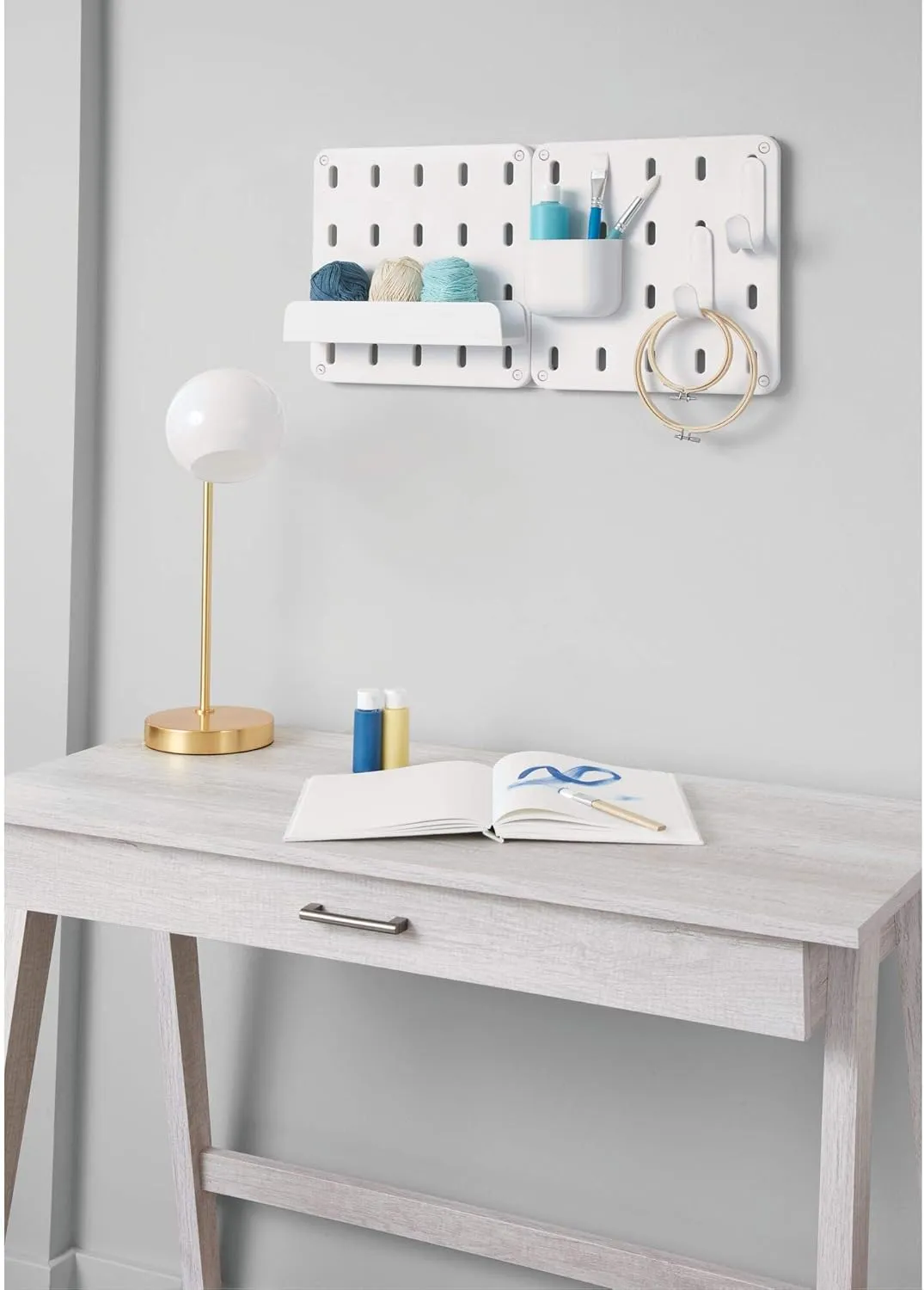 iDesign Cade BPA-Free Plastic Modular Hanging Pegboard Organizer Single Storage Hooks, 4.88" x 2.67" x 1.25", Matte White