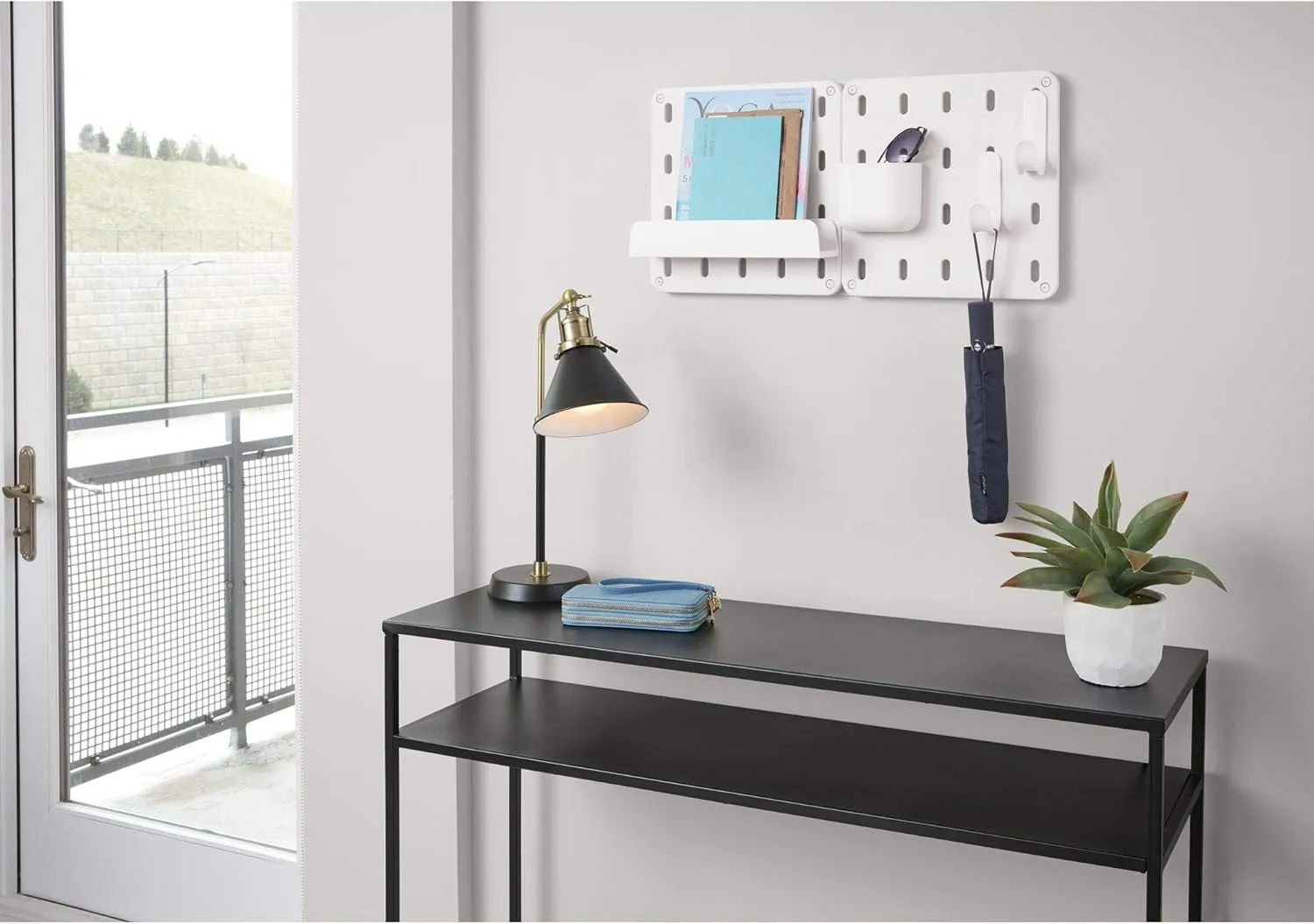 iDesign Cade BPA-Free Plastic Modular Hanging Pegboard Organizer Single Storage Hooks, 4.88" x 2.67" x 1.25", Matte White