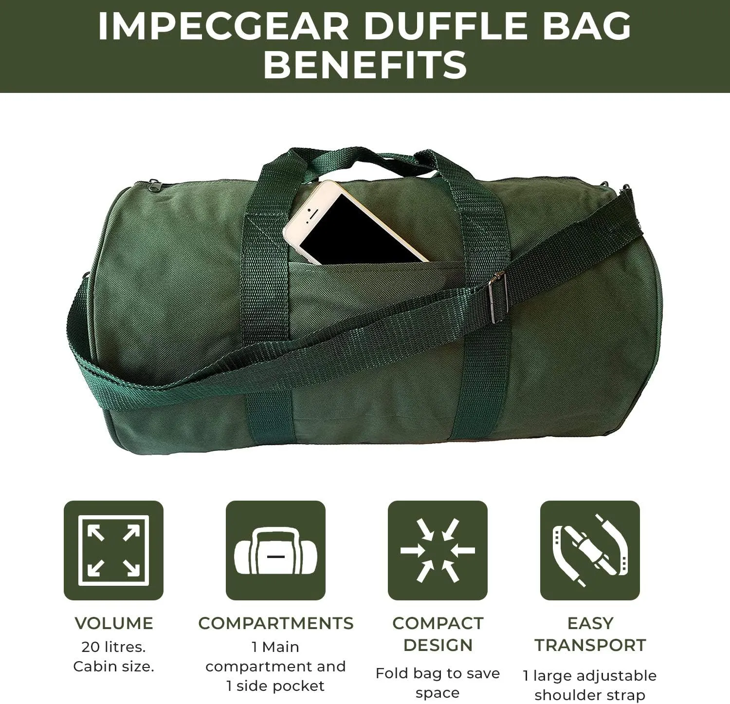 ImpecGear Round Duffel Team Sports Equipment Bags, Travel Gym Fitness Bag.