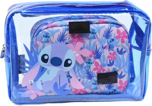 Impressions Vanity 2 PCs Disney Stitch Clutch Set for Makeup Accessories, Water Resistant Zippered Travel Cosmetic Bag Organizer for Makeup Brush, Lipstick, Skincare, and Toiletries (Blue)