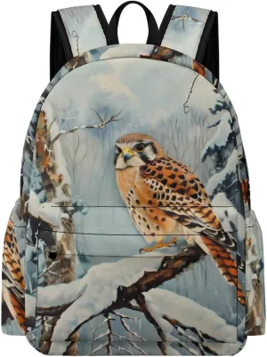 in Snowscape Kestrel Mini Backpack Cute Shoulder Bag Small Laptop Bag Travel Daypack for Men Women
