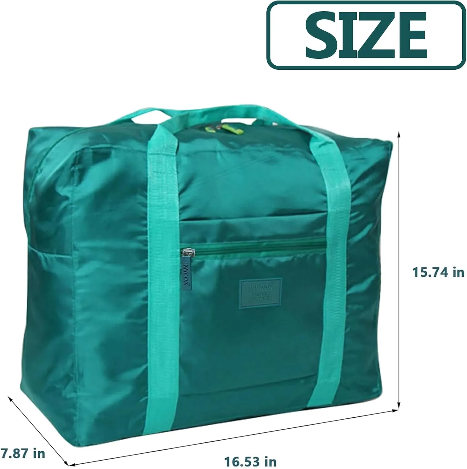 INVODA Travel Bag Lightweight Foldable Travel Duffel Bag Waterproof Sports Gym Bag Tote Carry On Luggage Bag Weekender Overnight Bag (Green Blue)