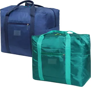 INVODA Travel Bag Lightweight Foldable Travel Duffel Bag Waterproof Sports Gym Bag Tote Carry On Luggage Bag Weekender Overnight Bag (Green Blue)
