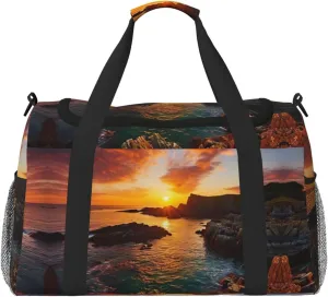 Ireland Sunset Seascape print Personal Item Bag Carry on Bag Underseat Travel Duffel Bags Gym Carry On Sports Bags