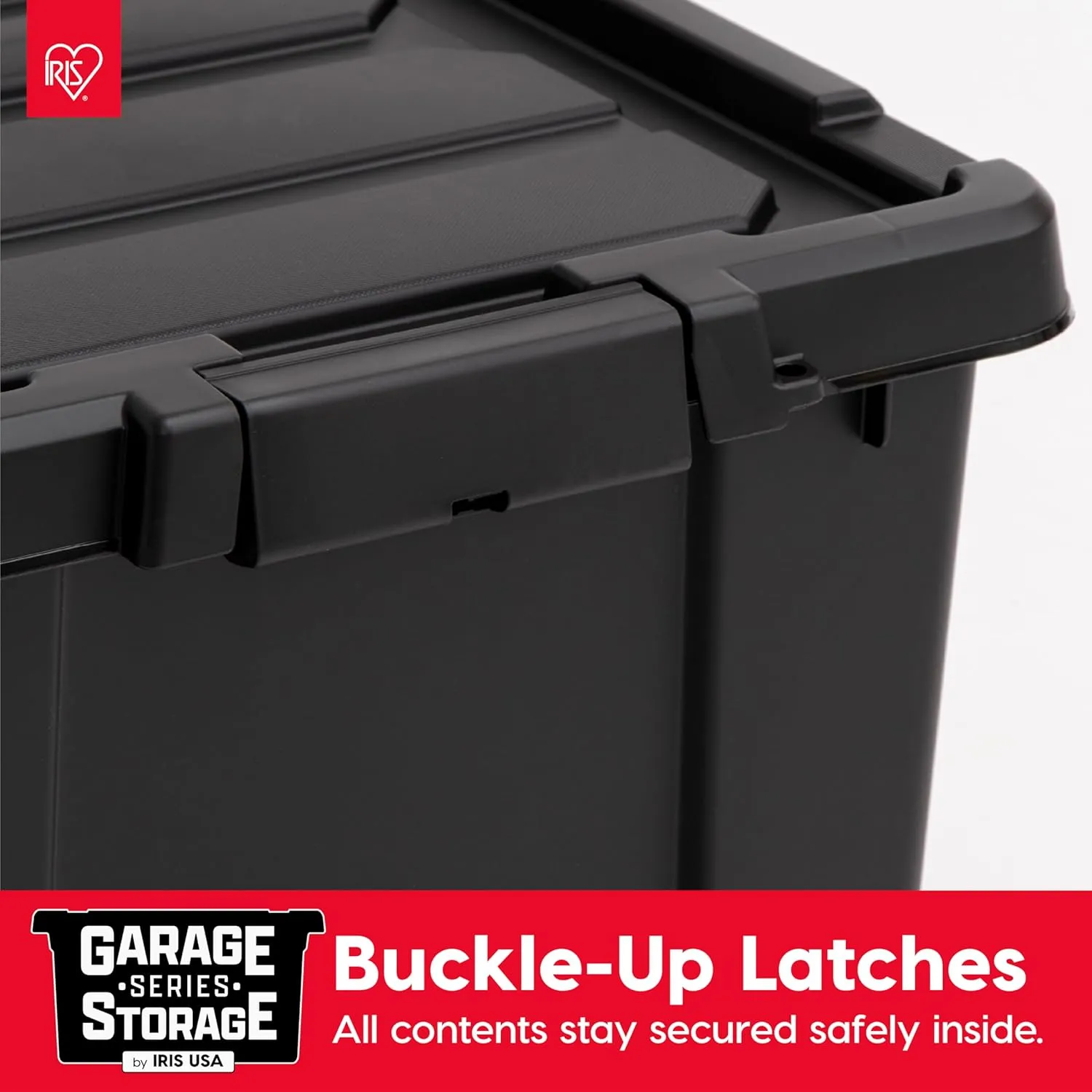IRIS USA 20 Gallon Lockable Storage Bins with Lids, 6 Pack - Made in USA, Heavy Duty, Stackable Containers, Garage Organizing Bins Moving Tubs, Rugged Sturdy Equipment Utility Box - Black