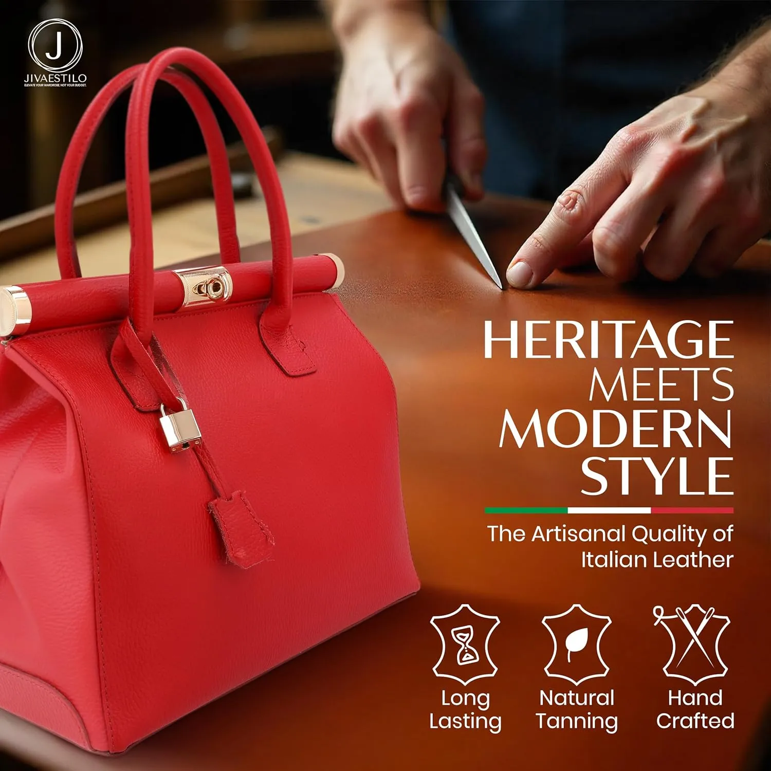 Italian Leather Handbags for Women - Spacious Interior, Durable Hardware, Crossbody Strap, Handmade