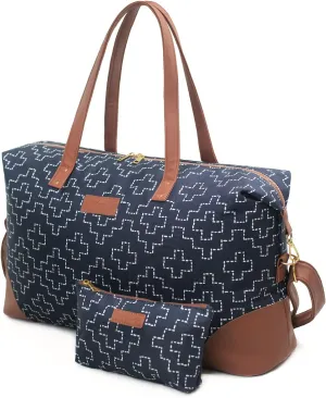 Jadyn Luna Women's Weekender Bag and Travel Duffel, Large 37 Liter Capacity (Sashiko)