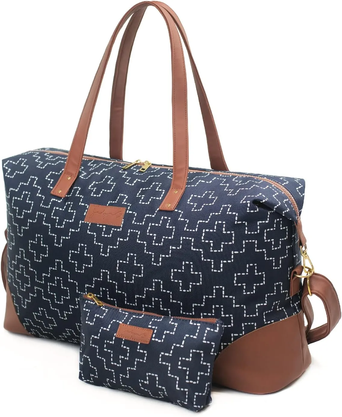Jadyn Luna Women's Weekender Bag and Travel Duffel, Large 37 Liter Capacity (Sashiko)