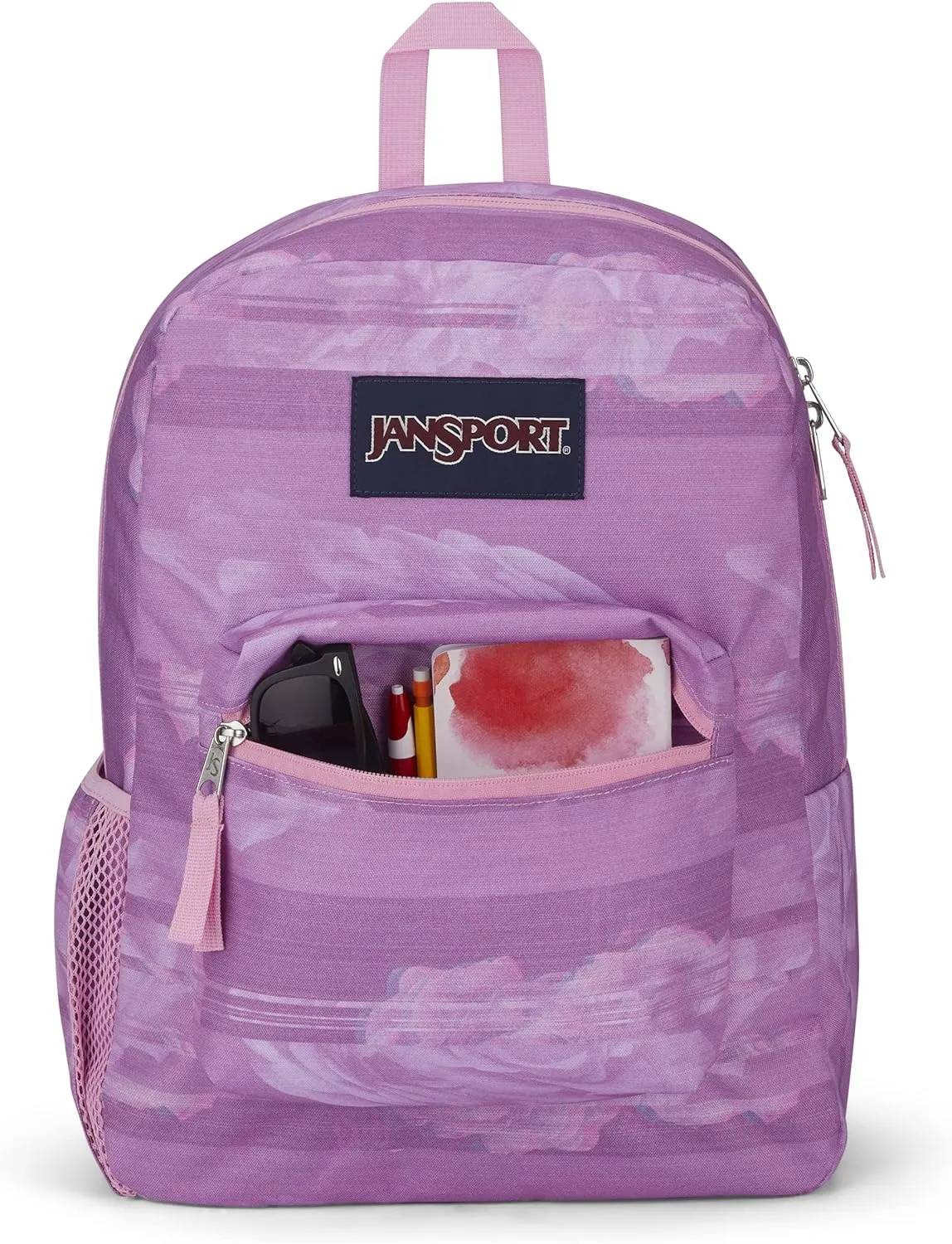JanSport Cross Town Backpack 17" x 12.5" x 6" - Simple Bag for Everyone with 1 Main Compartment, Front Utility Pocket - Premium Class Accessories - Static Rose
