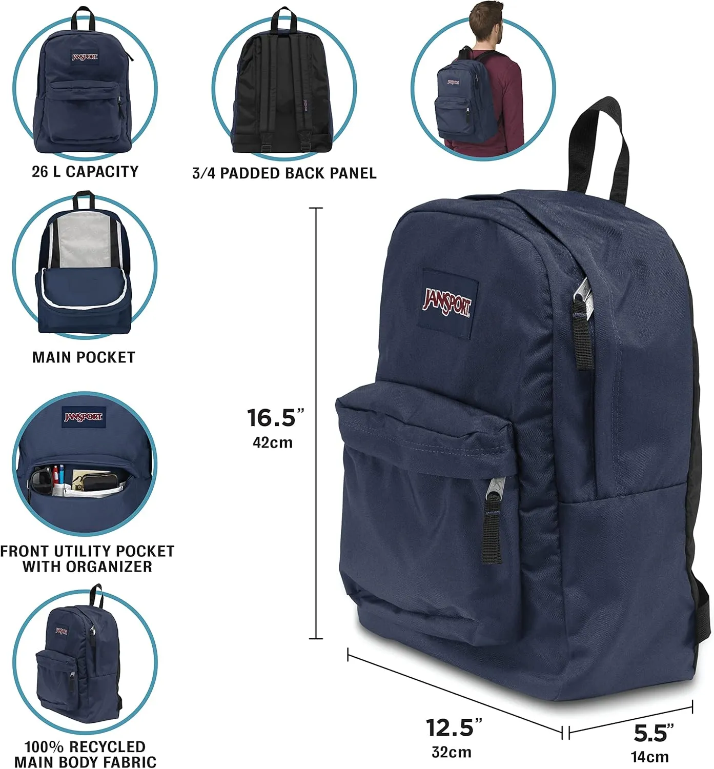 JanSport SuperBreak One Backpack - Durable, Lightweight Bookbag with 1 Main Compartment, Front Utility Pocket with Built-in Organizer - Premium Backpack, Bad Bows