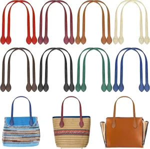 Jucoan 16 Pack 23 Inch PU Leather Purse Straps, 8 Colors Sewing on Shoulder Bag Strap Handle Replacement for DIY Crocheted Bags HandBag Purse Wallet Making Repairing