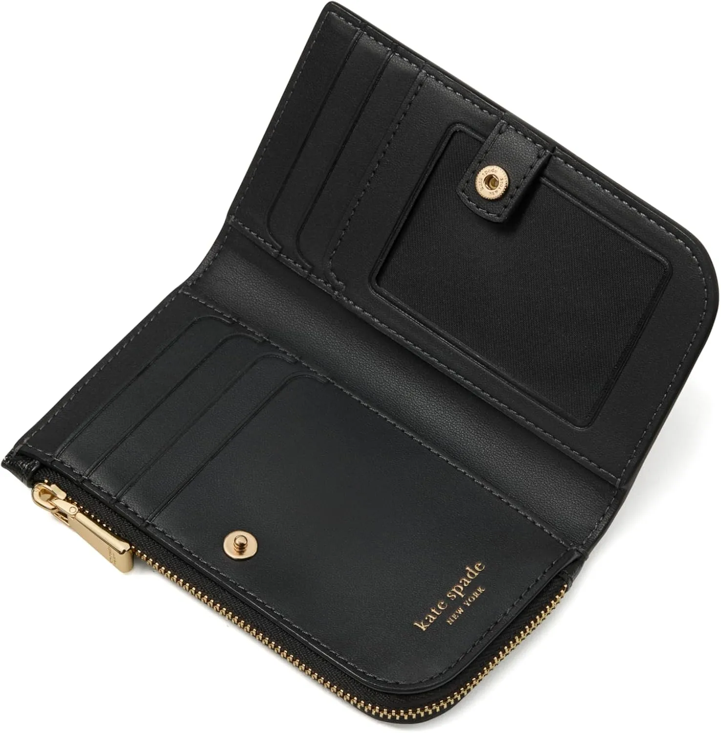kate spade new york Devin Saffiano Leather Small Slim Bifold Wallet, Black