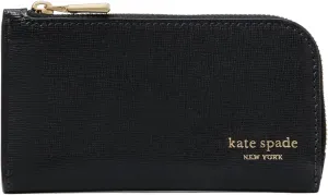 kate spade new york Devin Saffiano Leather Small Slim Bifold Wallet, Black