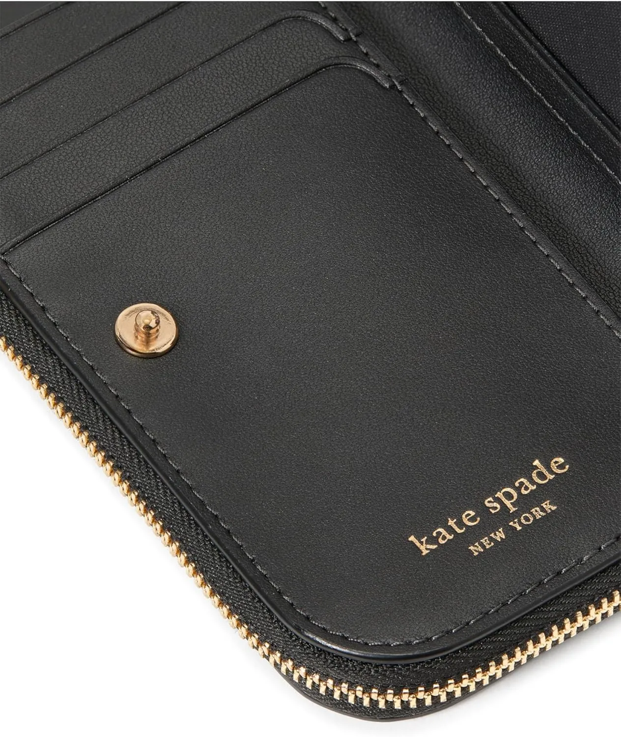 kate spade new york Devin Saffiano Leather Small Slim Bifold Wallet, Black