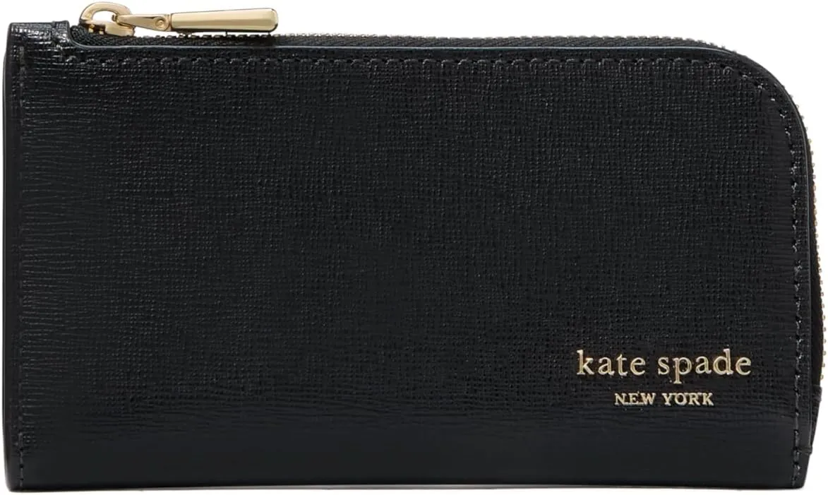 kate spade new york Devin Saffiano Leather Small Slim Bifold Wallet, Black