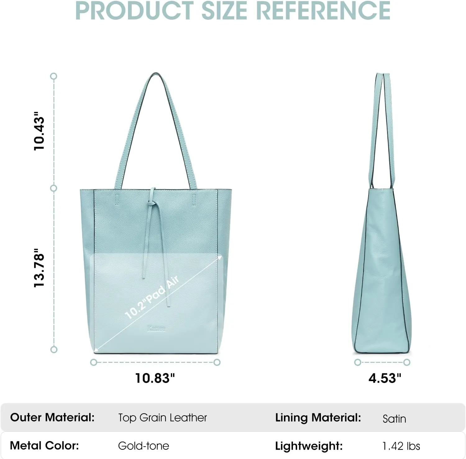 Kattee Genuine Leather Tote Bags for Women, Soft Shoulder Purses and Handbags, Casual Totes Work Travel
