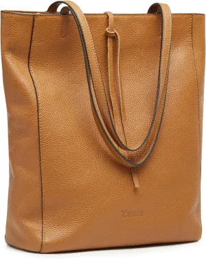 Kattee Genuine Leather Tote Bags for Women, Soft Shoulder Purses and Handbags, Casual Totes Work Travel