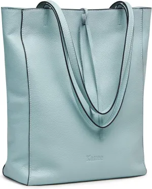 Kattee Genuine Leather Tote Bags for Women, Soft Shoulder Purses and Handbags, Casual Totes Work Travel