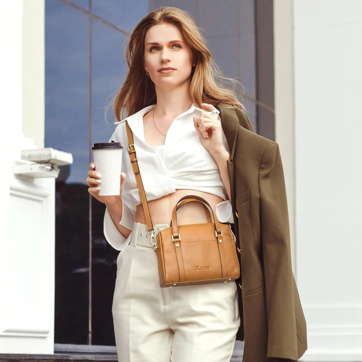 Kattee Small Leather Purses and Handbags for Women, Soft Crossbody Bag Trendy Top Handle Shoulder Bag
