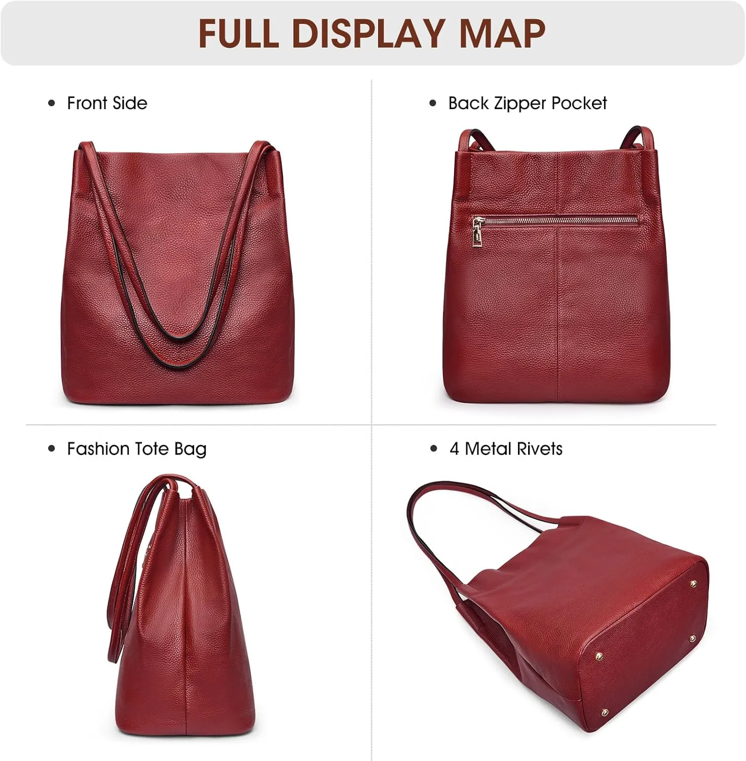 Kattee Women Soft Leather Totes Shoulder Bag Purses and Handbags with Top Magnetic Snap Closure