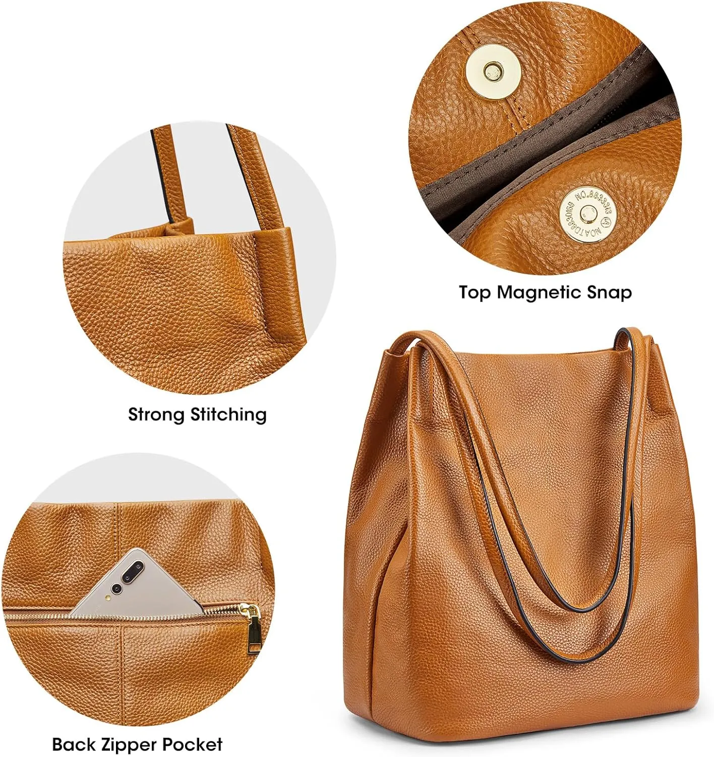 Kattee Women Soft Leather Totes Shoulder Bag Purses and Handbags with Top Magnetic Snap Closure