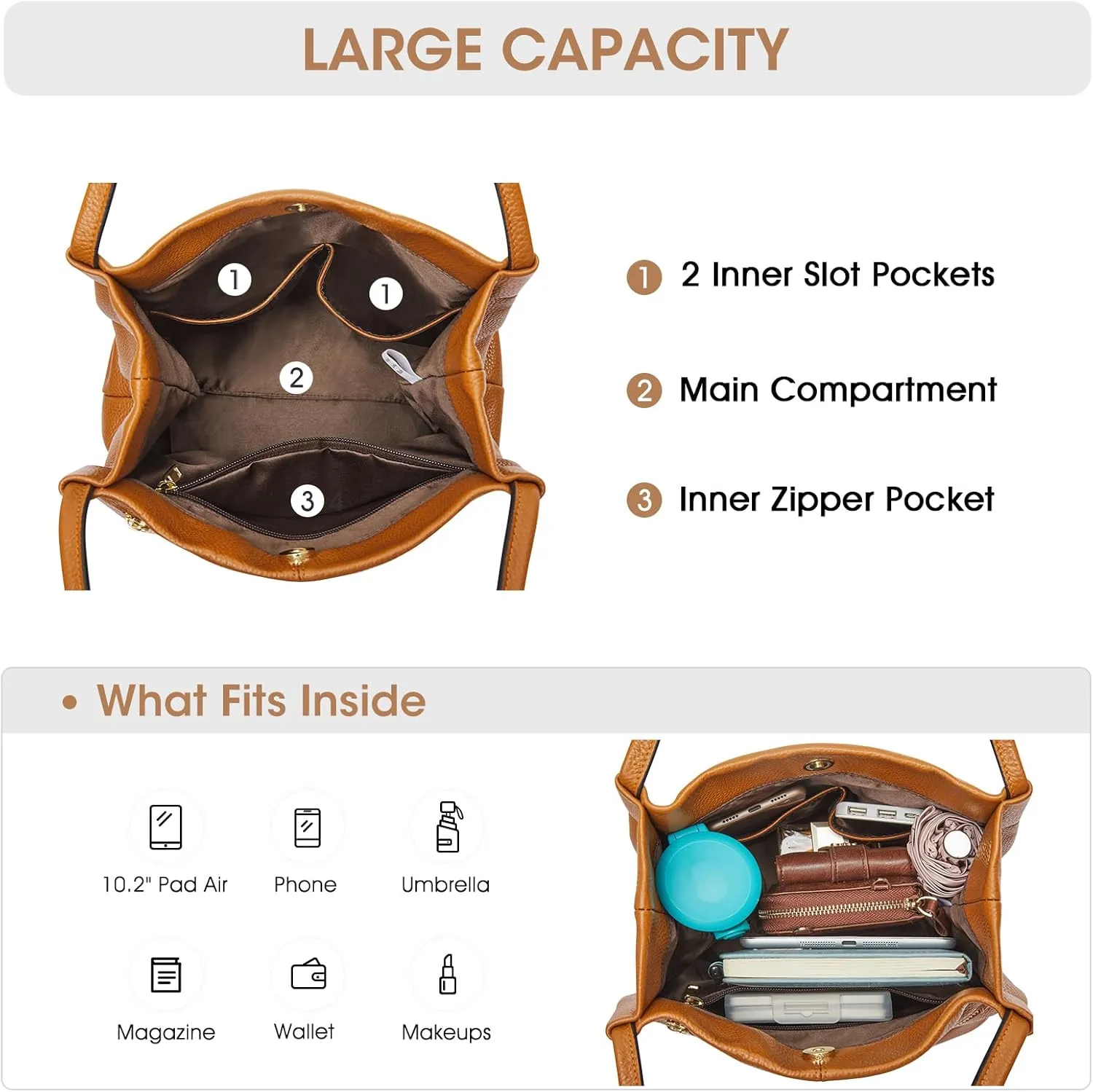 Kattee Women Soft Leather Totes Shoulder Bag Purses and Handbags with Top Magnetic Snap Closure