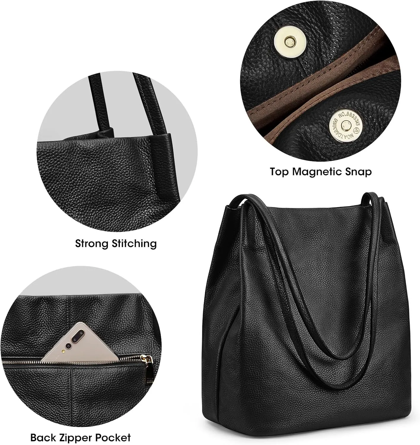 Kattee Women Soft Leather Totes Shoulder Bag Purses and Handbags with Top Magnetic Snap Closure