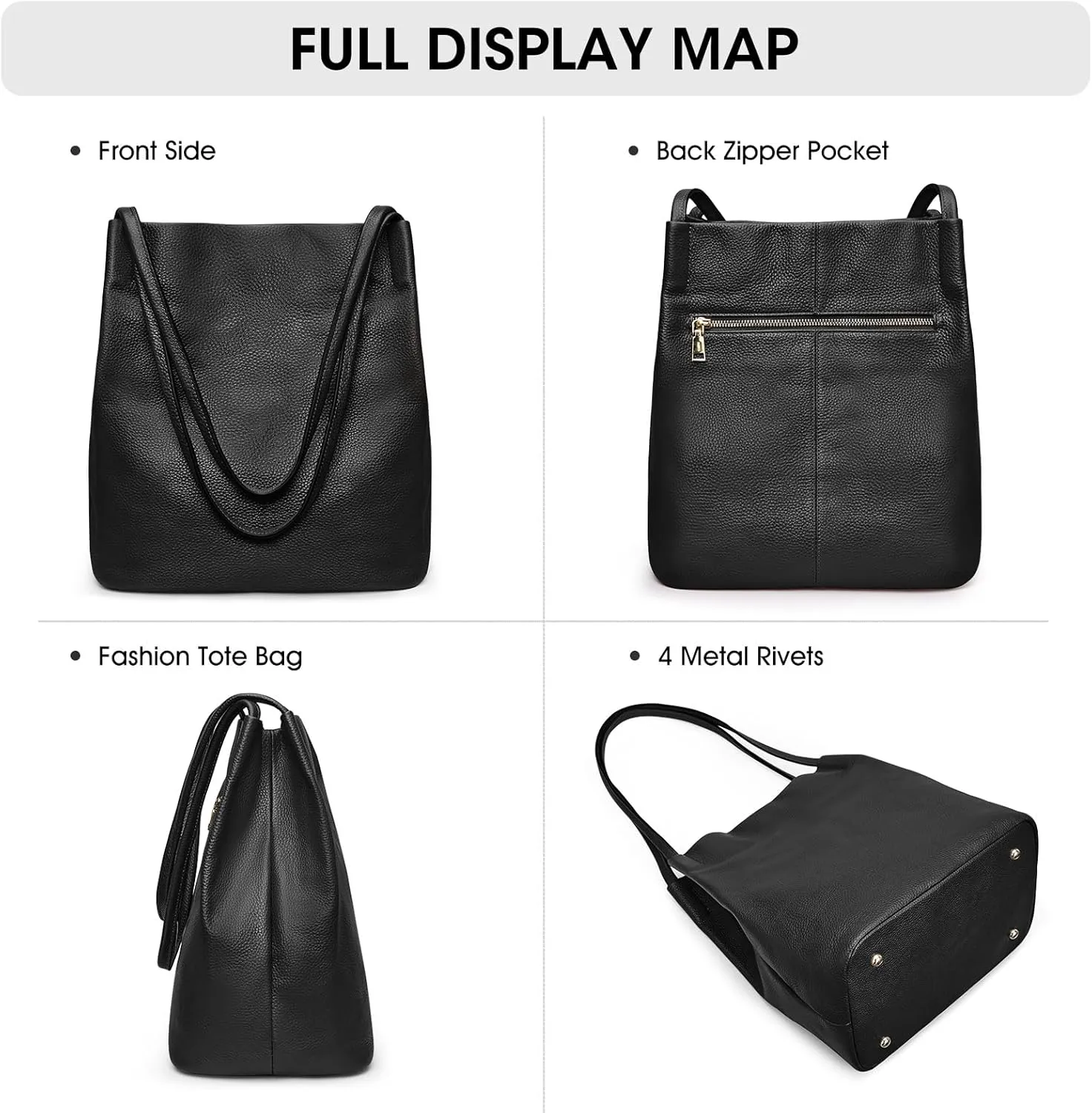 Kattee Women Soft Leather Totes Shoulder Bag Purses and Handbags with Top Magnetic Snap Closure
