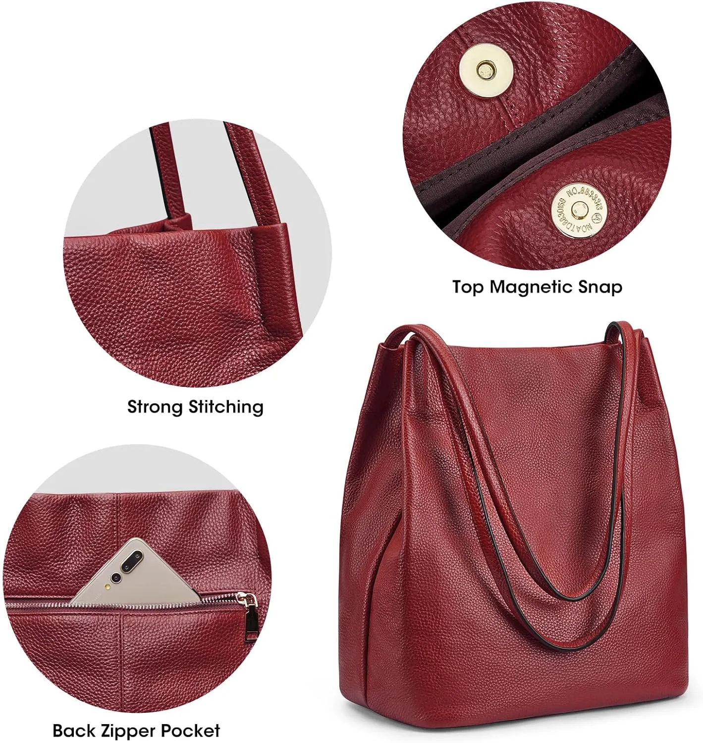 Kattee Women Soft Leather Totes Shoulder Bag Purses and Handbags with Top Magnetic Snap Closure