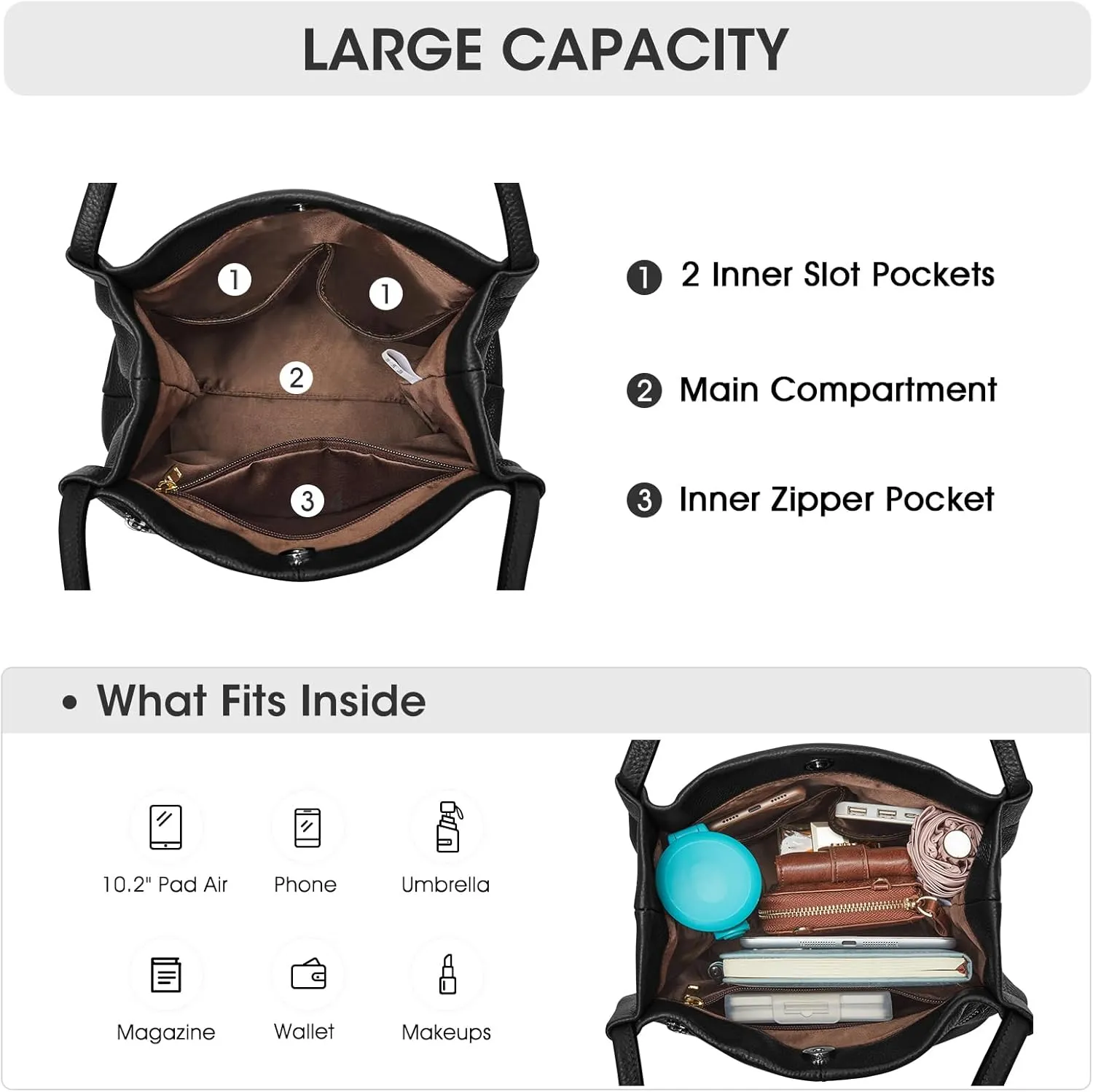 Kattee Women Soft Leather Totes Shoulder Bag Purses and Handbags with Top Magnetic Snap Closure