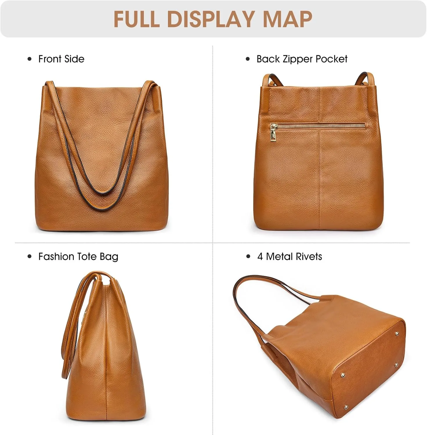 Kattee Women Soft Leather Totes Shoulder Bag Purses and Handbags with Top Magnetic Snap Closure