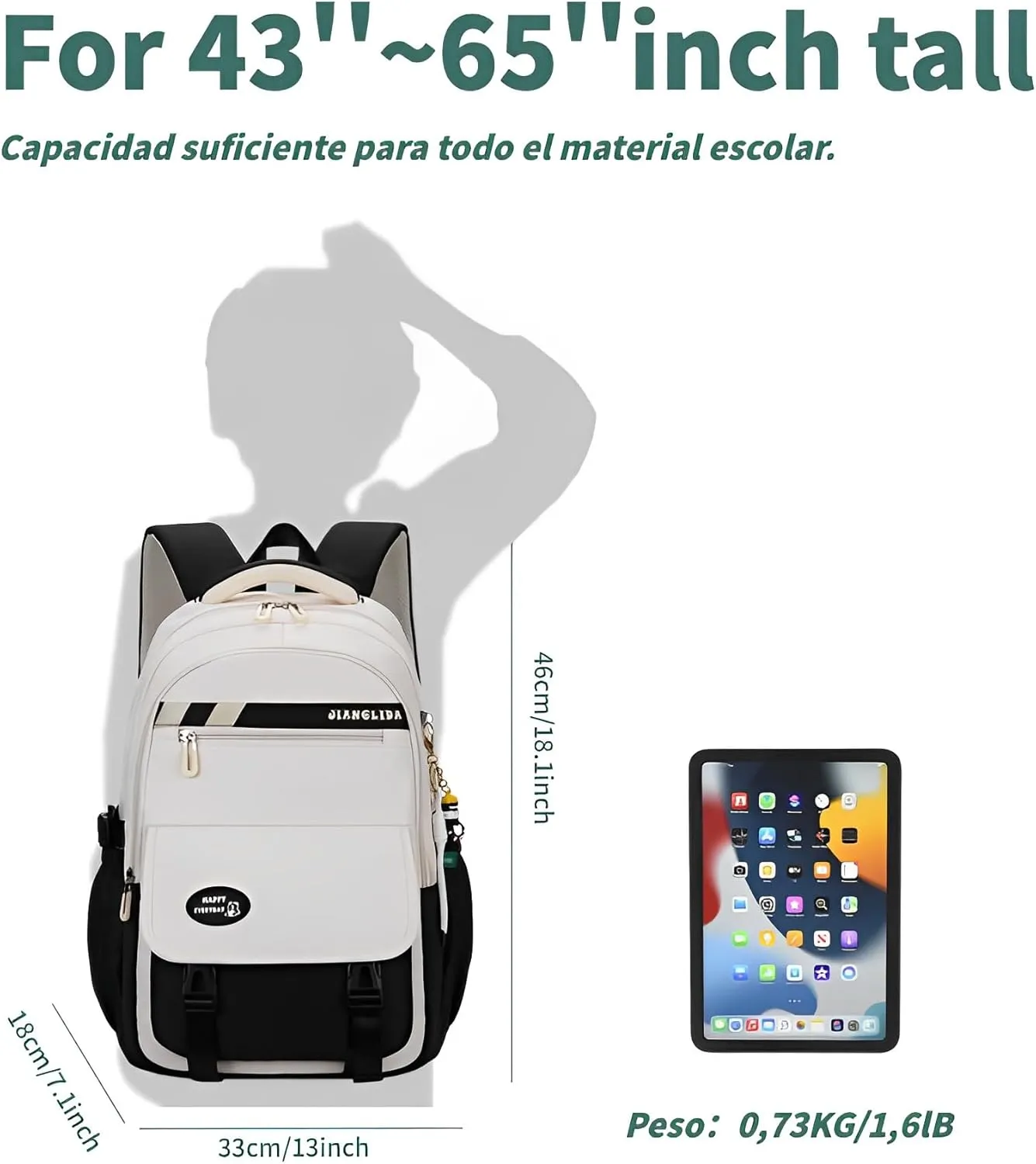 Kawaii Backpack With Cute Accessories Spine Protection Anti-thief Cute Aesthetic Book Bag (Mint Green)