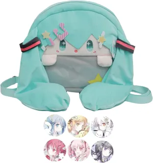 Kawaii Backpack with Kawaii Pin and Accessories, Comic-Con y2k Shoulder Bag Daypack cute Backpack Grunge Itabag Purse (Grass)