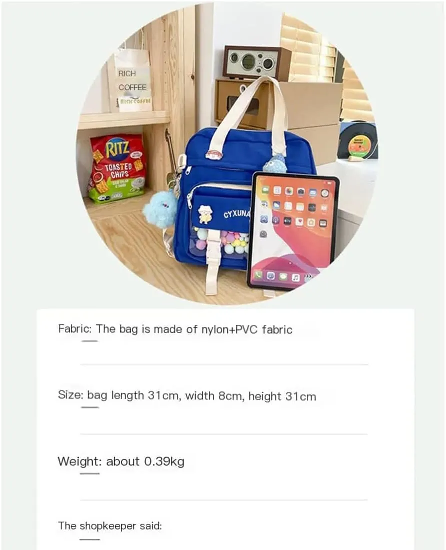 Kawaii Japanese Messenger Bag Cute School Bags Multifunction Laptop Backpack,Shoulder Bag Backpacks Travel Plaid Totes