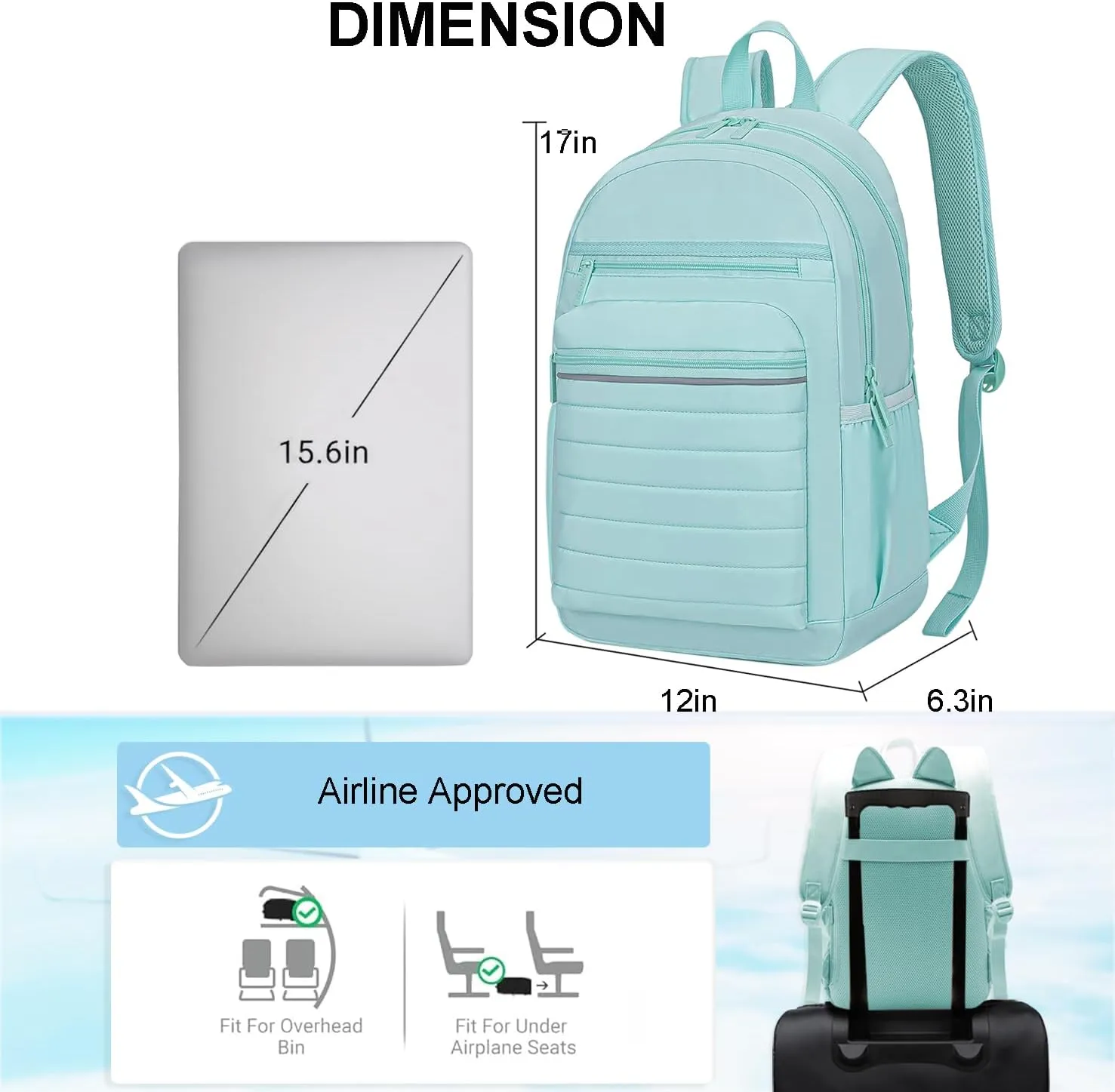 KEOFID Travel Backpack for Women Carry-On, Backpack Purse for Women, Anti-Theft Womens backpacks, School Backpacks for Boys and Girls, Casual Back pack for College, Bookbag(Light Green)