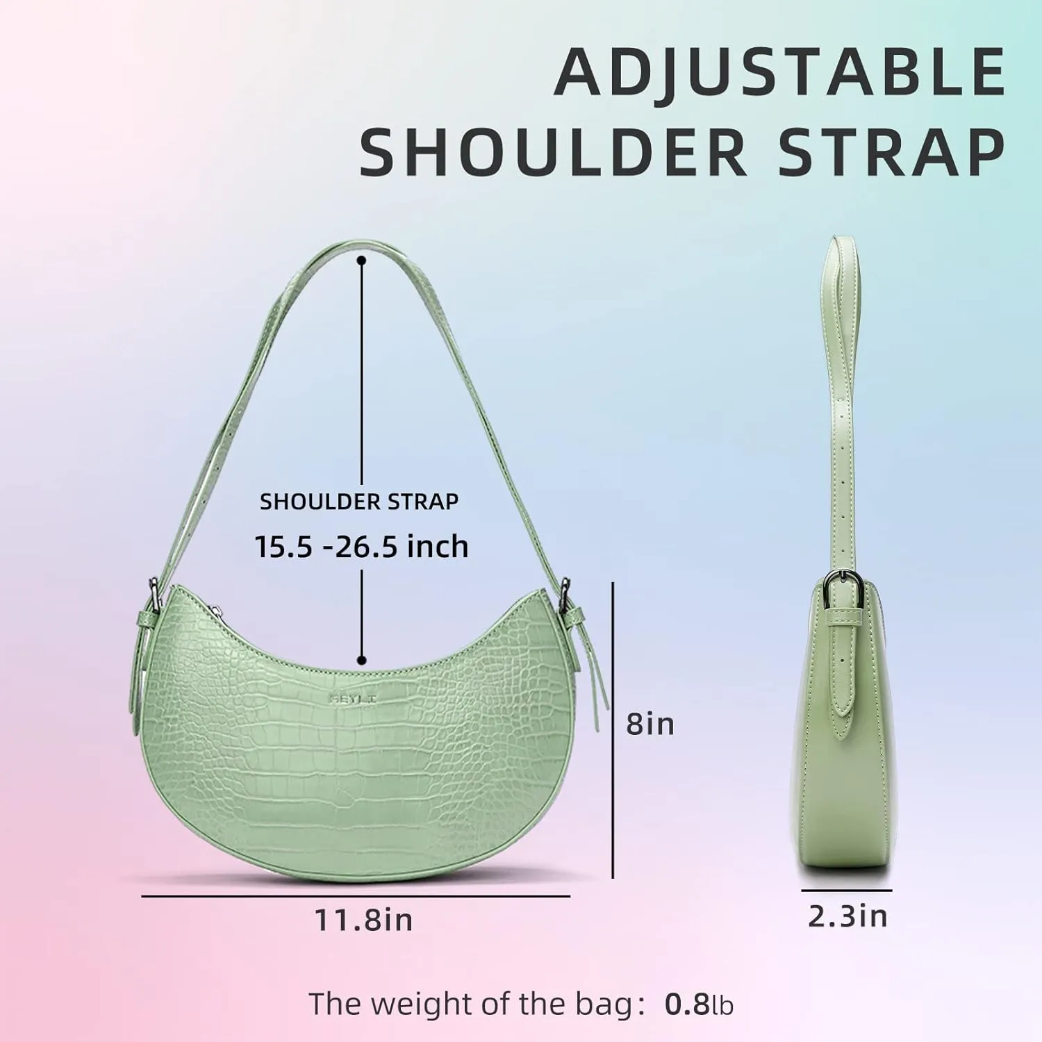 Keyli Shoulder Bag for Women Trendy Small Clutch Purse Zipper Closure Tote Shoulder Handbags with Adjustable Straps