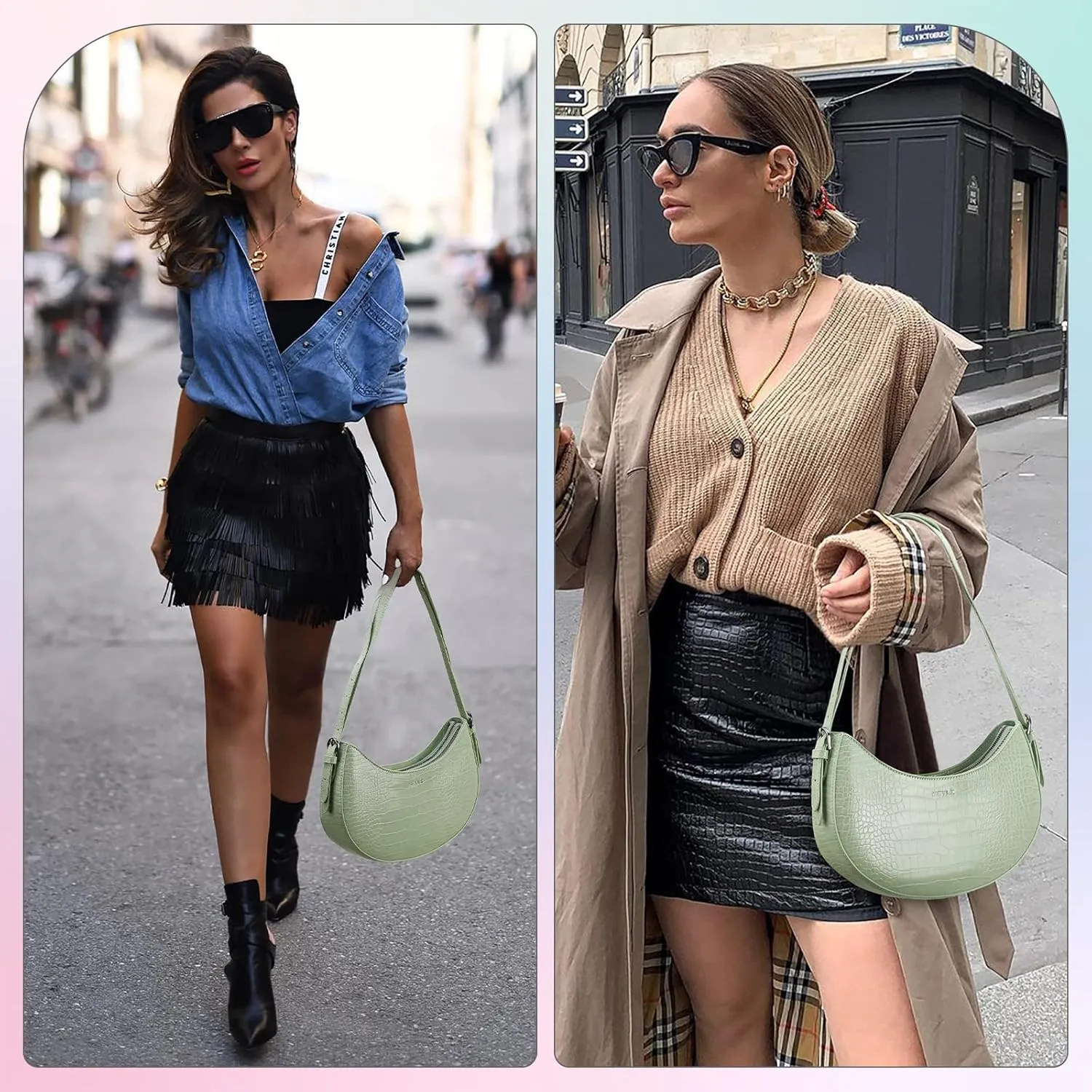Keyli Shoulder Bag for Women Trendy Small Clutch Purse Zipper Closure Tote Shoulder Handbags with Adjustable Straps