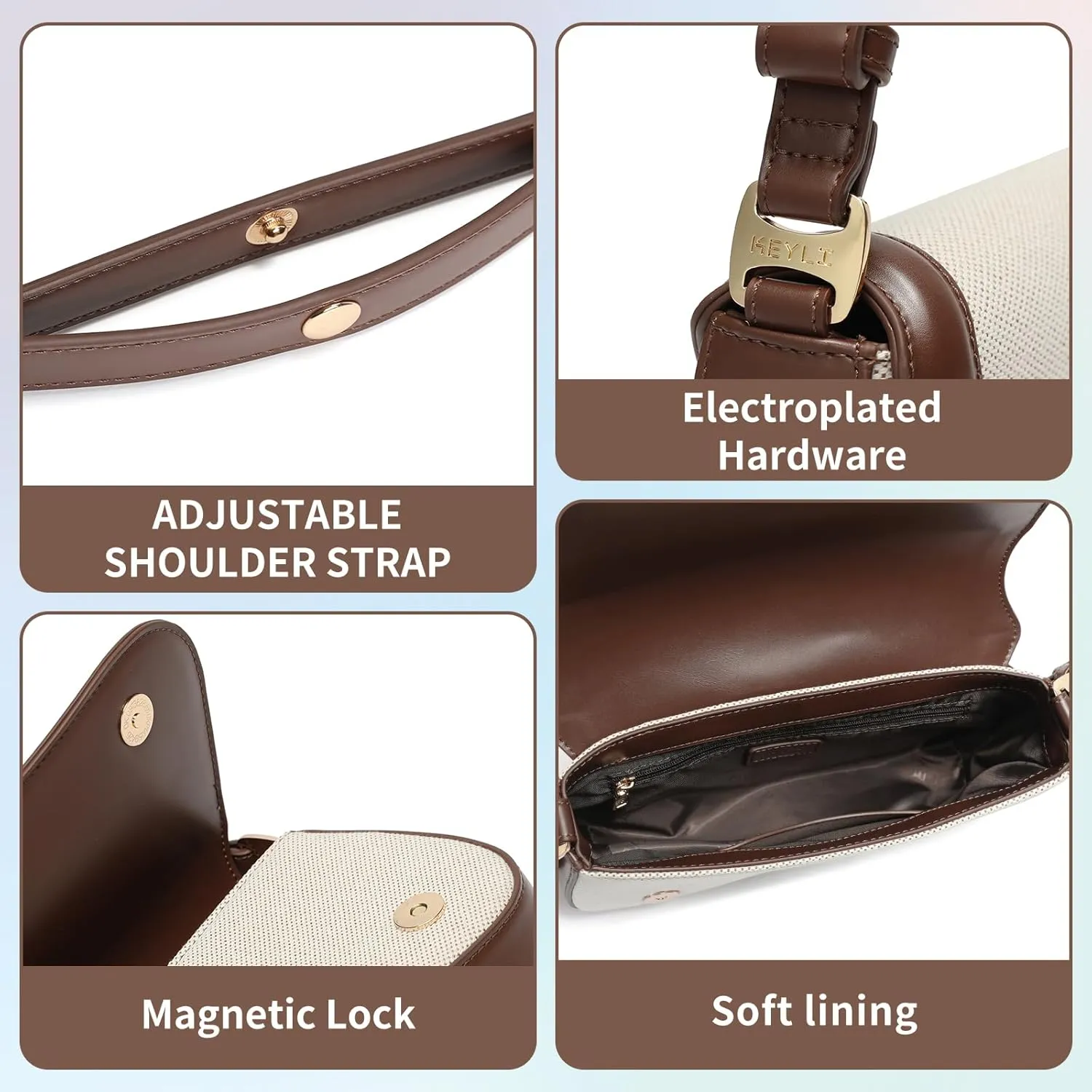 Keyli Small Shoulder Bag for women Trendy Crossbody Purse Waterproof Leather Handbags Clutch Tote Designer Bags