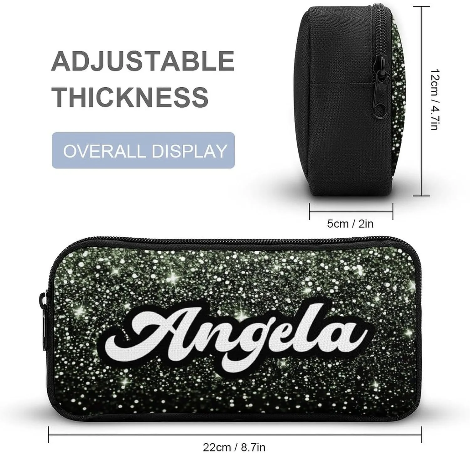 Kids Backpack with Lunch Box Set Casual Unisex School Bags Personalized Bling Glitter Sparking Print Backpack Shoulders Bags with Name Bookbag