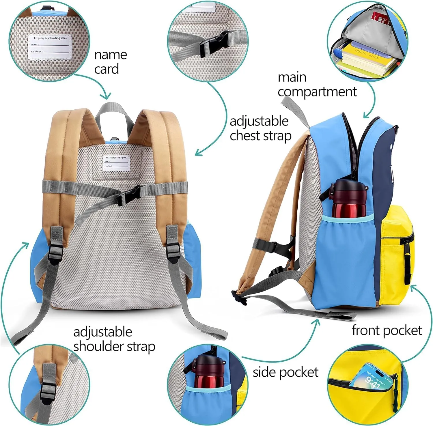 Kids Backpacks For Girls Boys, Backpack Kindergarten Elementary School, Bookbag Backpack For Kids, For School & Travel, Small Kids Child Toddler Backpack, 15" H, For Kids 6-9 Large