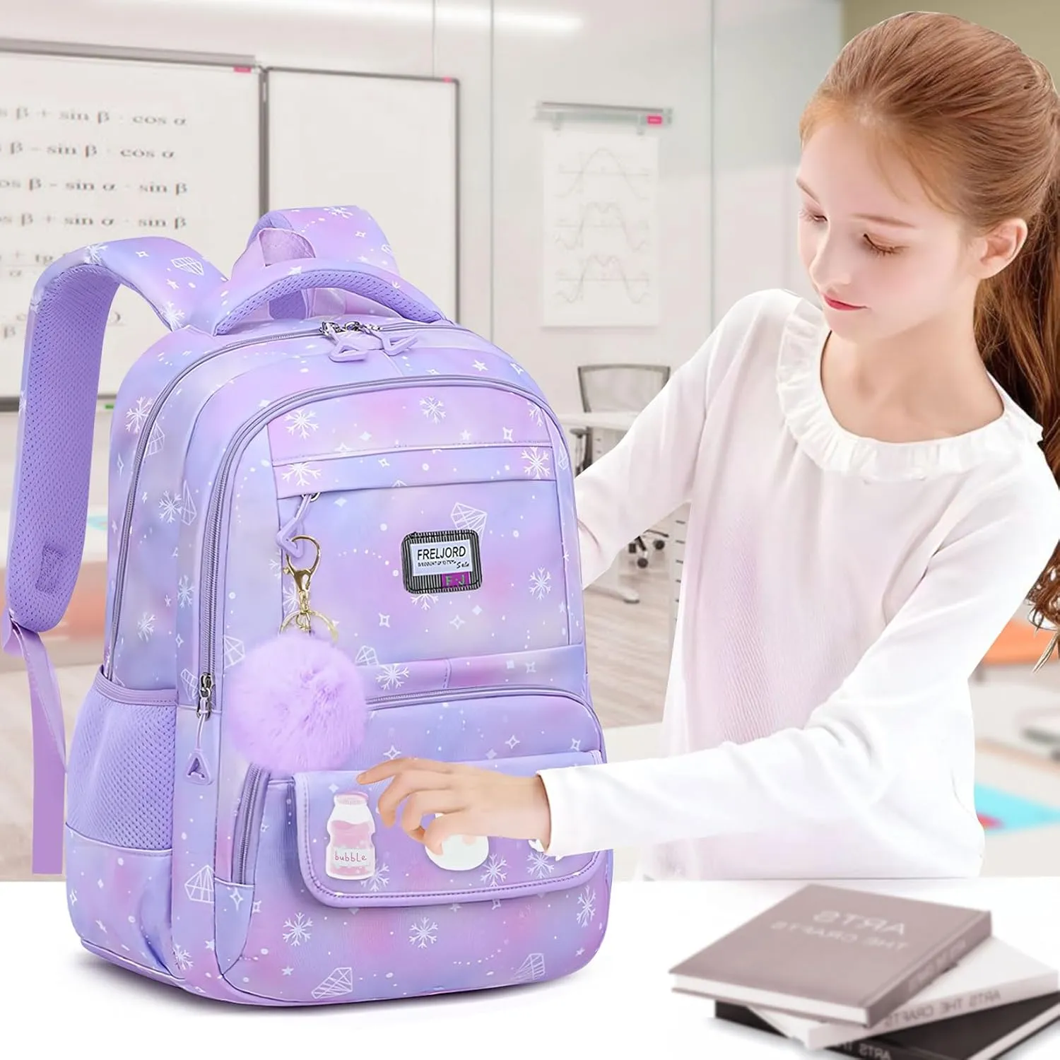 Kids Backpacks for Girls - Cute Girls Backpack for Elementary, Middle and High School Students - Lightweight 18" Bookbag for Travel and Daily Use