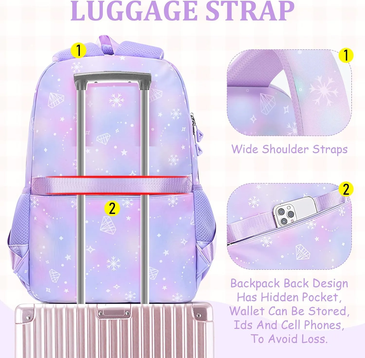 Kids Backpacks for Girls - Cute Girls Backpack for Elementary, Middle and High School Students - Lightweight 18" Bookbag for Travel and Daily Use