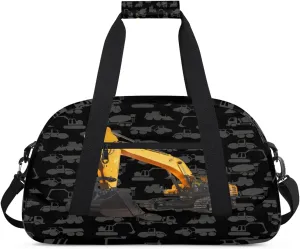 Kids Duffel Bag Cute Truck Excavator Pattern,Sport Gym Bag for Boys Girls,Weekender Overnight Tote Bag Carry On Duffel Bag