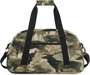 Kids Duffel Bag Military Camo Camouflage Deer,Sport Gym Bag for Boys Girls,Weekender Overnight Tote Bag Carry On Duffel Bag,L