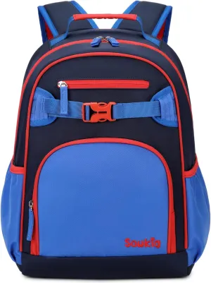 Kids School Backpack for Boys Elementary Water Resistant Bookbag for Boy 6-10 (Navy Blue Black)